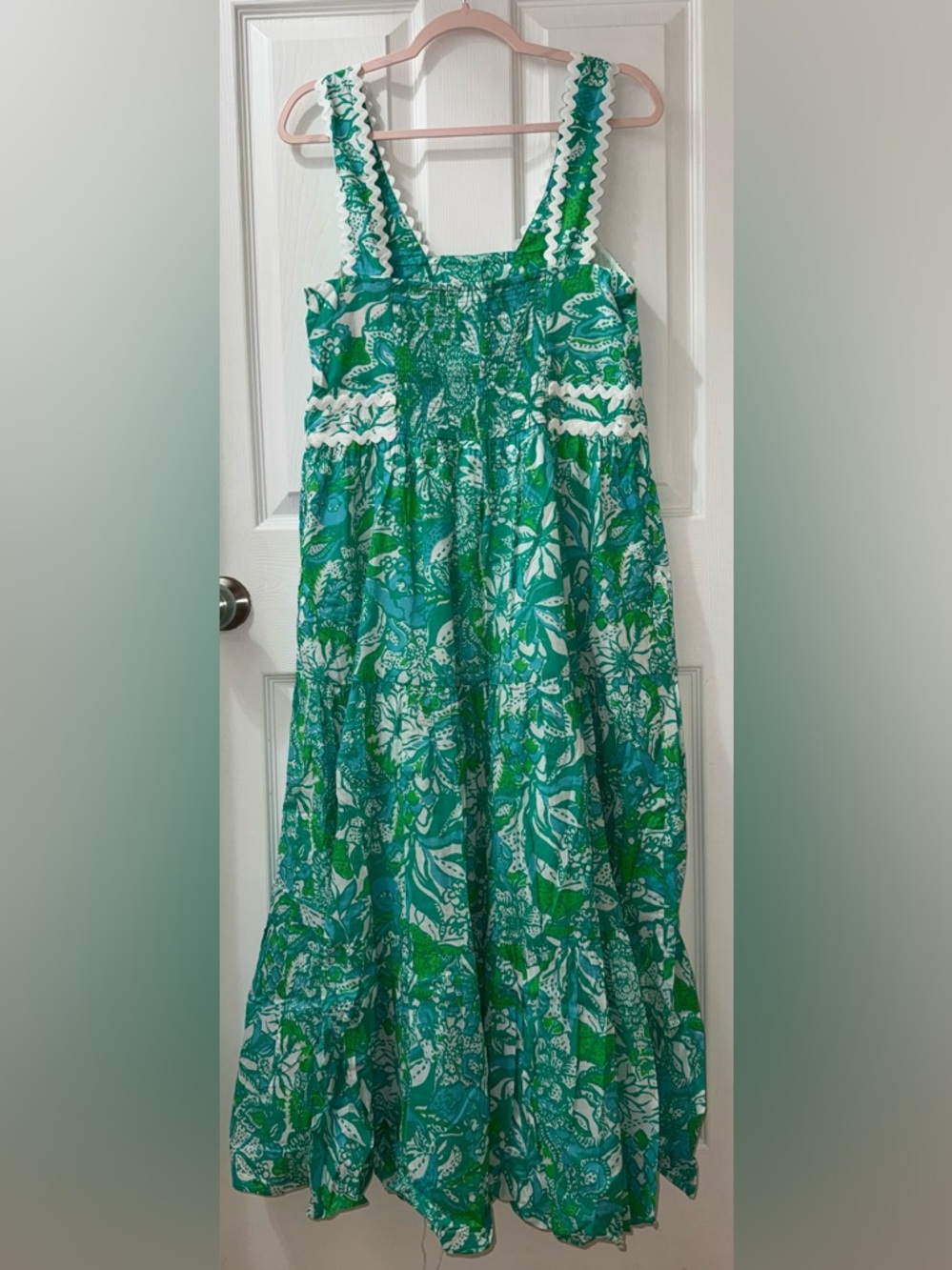 Lilly Pulitzer Botanical Green Safari Sangria Pollie Cotton Midi Dress Size 10 - Picture 2 of 10